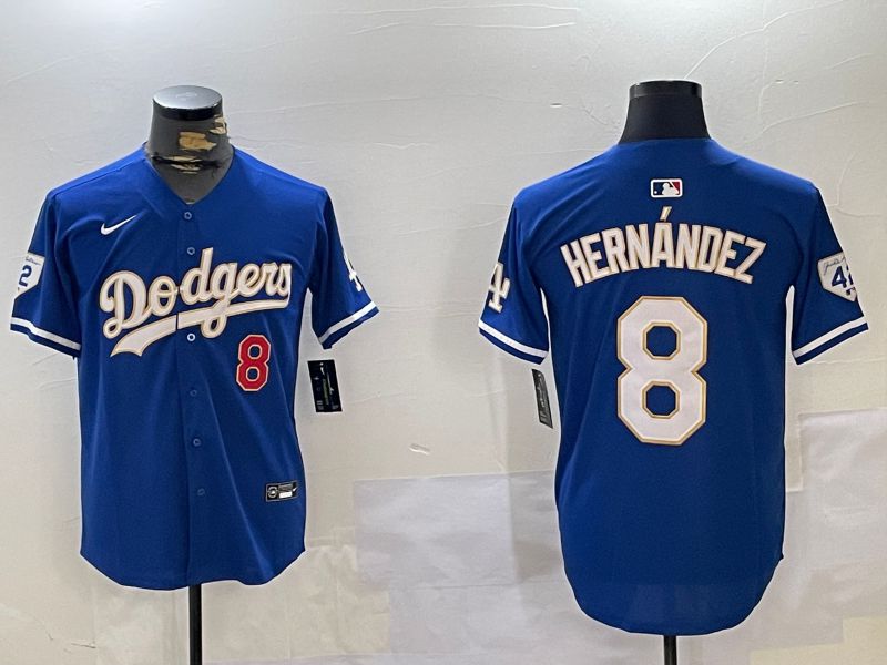 Men Los Angeles Dodgers #8 Hernandez Blue Gold Game 2024 Nike MLB Jersey style 11202->los angeles dodgers->MLB Jersey